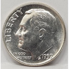 UNITED STATES OF AMERICA 1959P . ONE 1 DIME COIN . WASHINGTON . LUSTRE